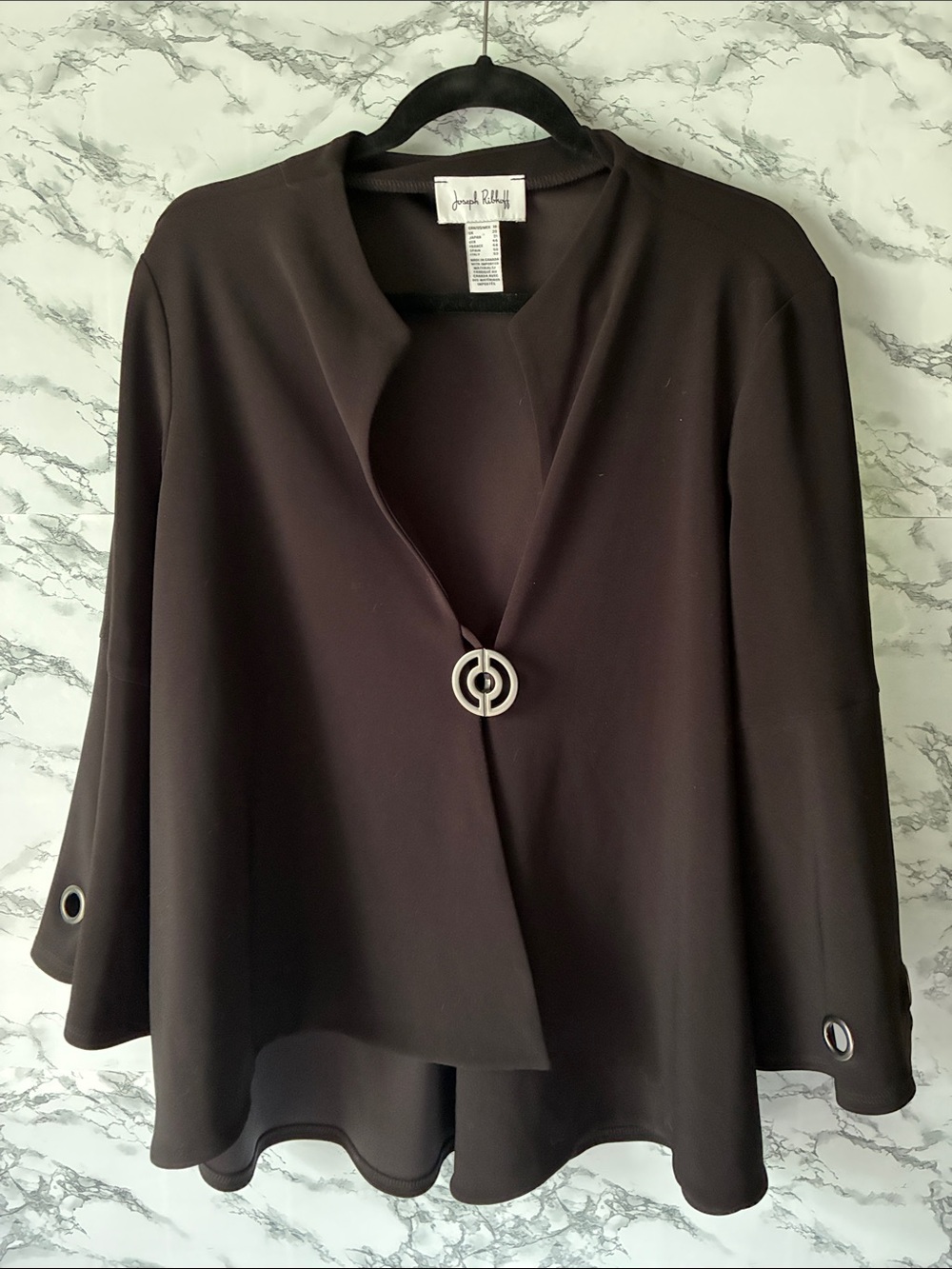 Joseph Ribkoff 18 Black Jacket with Silver Ring Detail